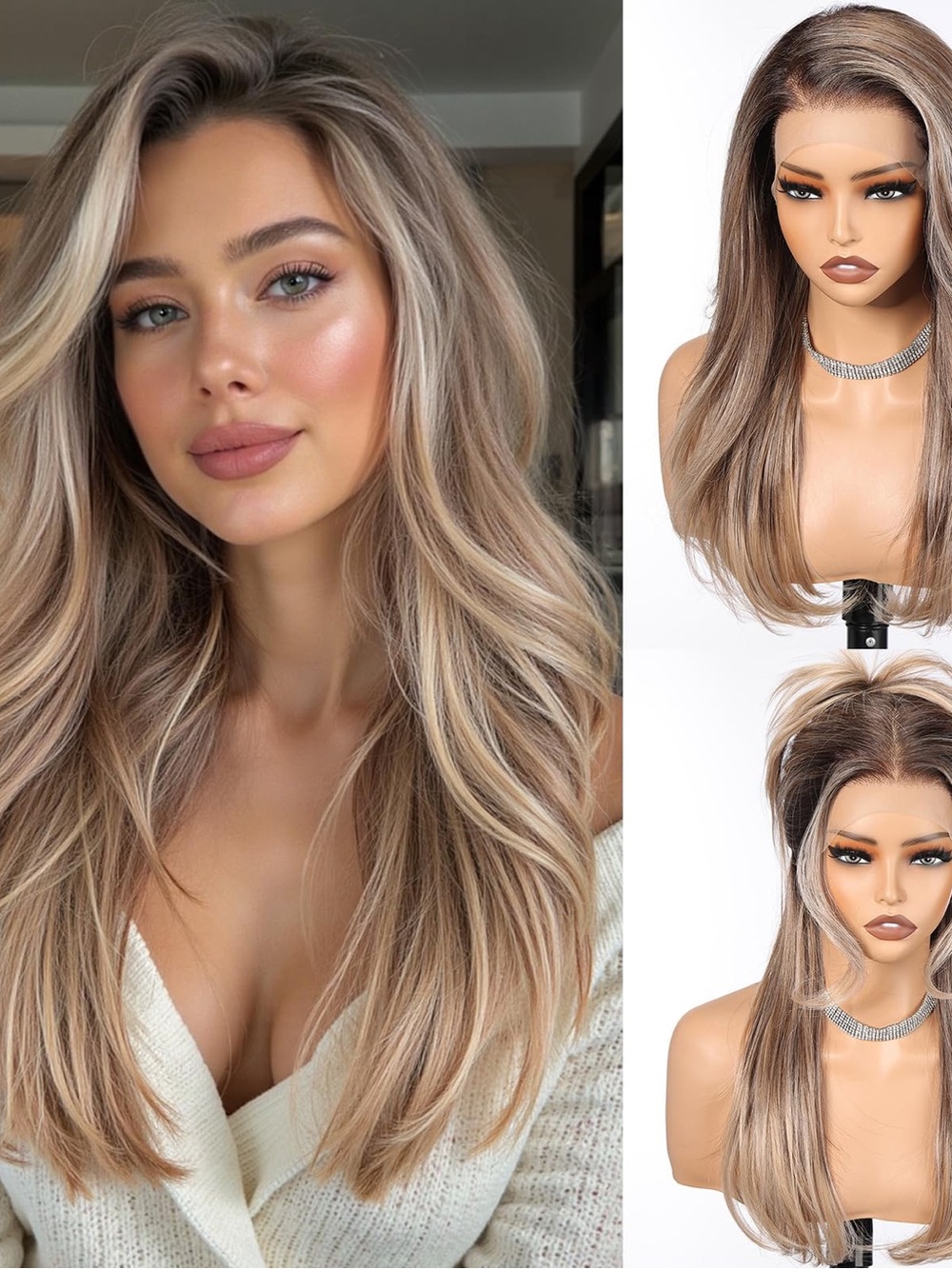 22 inch Natural Blonde Balayage Long Layered Wig - Soft Champagne Blonde